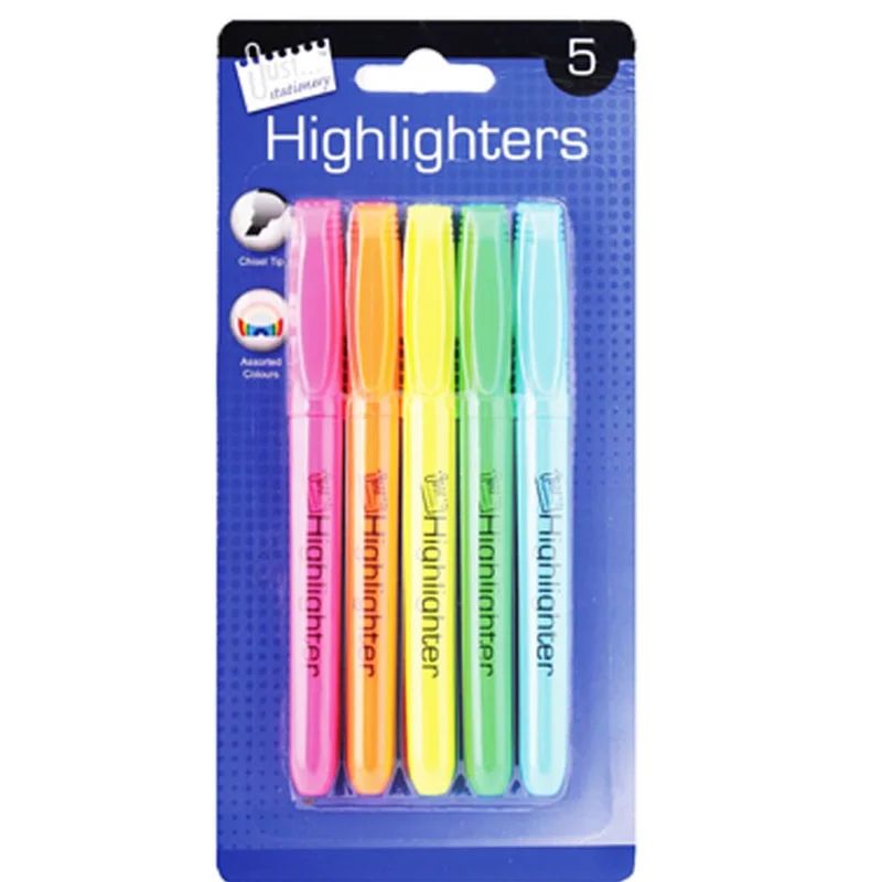 Just Stationery Just Stationery Bright Chisel Tip Highlighter Pens (Pack Of 5) (Multicolored) (One S | Verishop