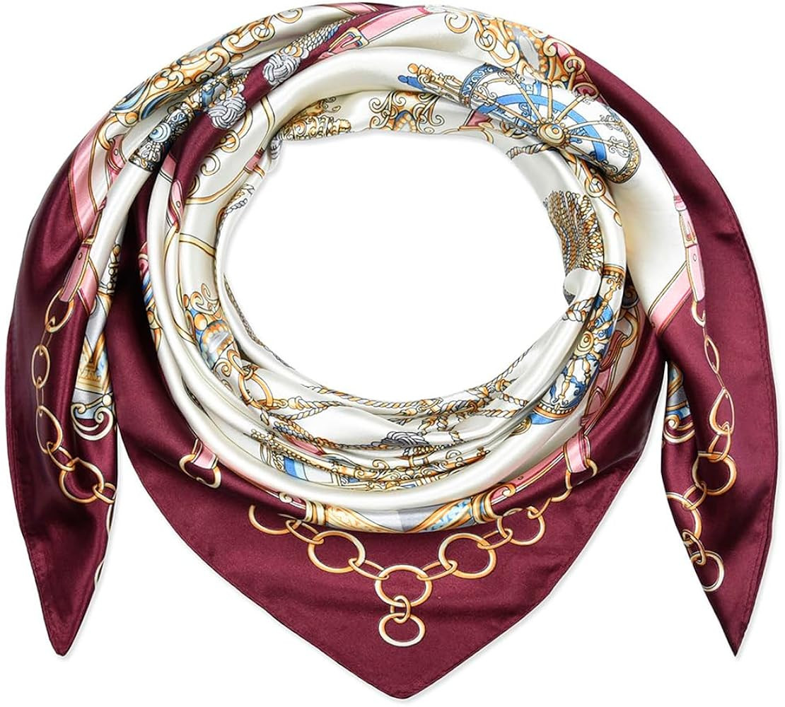 corciova 35 x 35 Satin Square Scarf for Women, Silk-Feel Hair Wrap, Large Bandana, Neck Wrap, Hea... | Amazon (US)