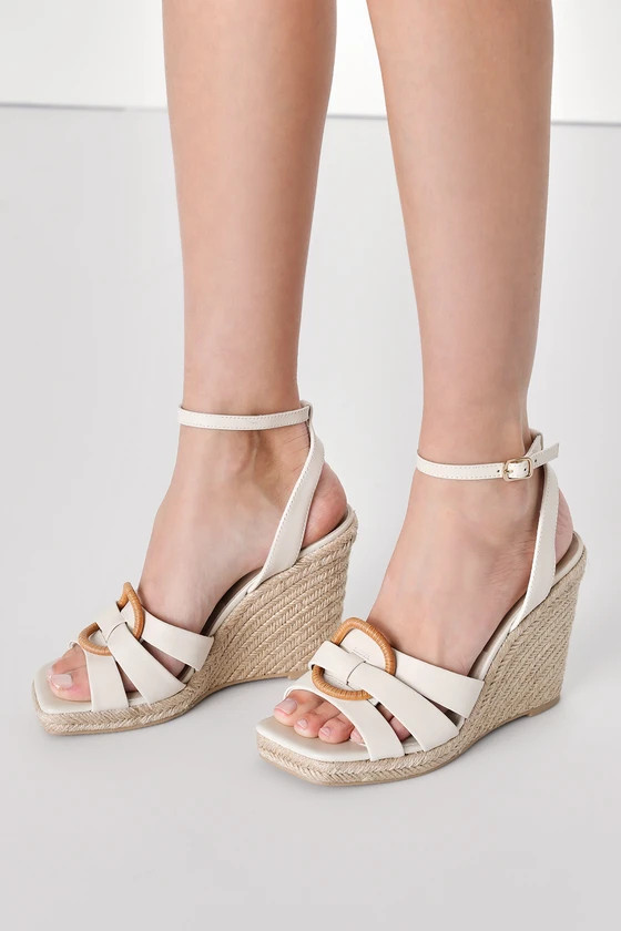Maze Ivory Leather Espadrille Wedges | Lulus (US)