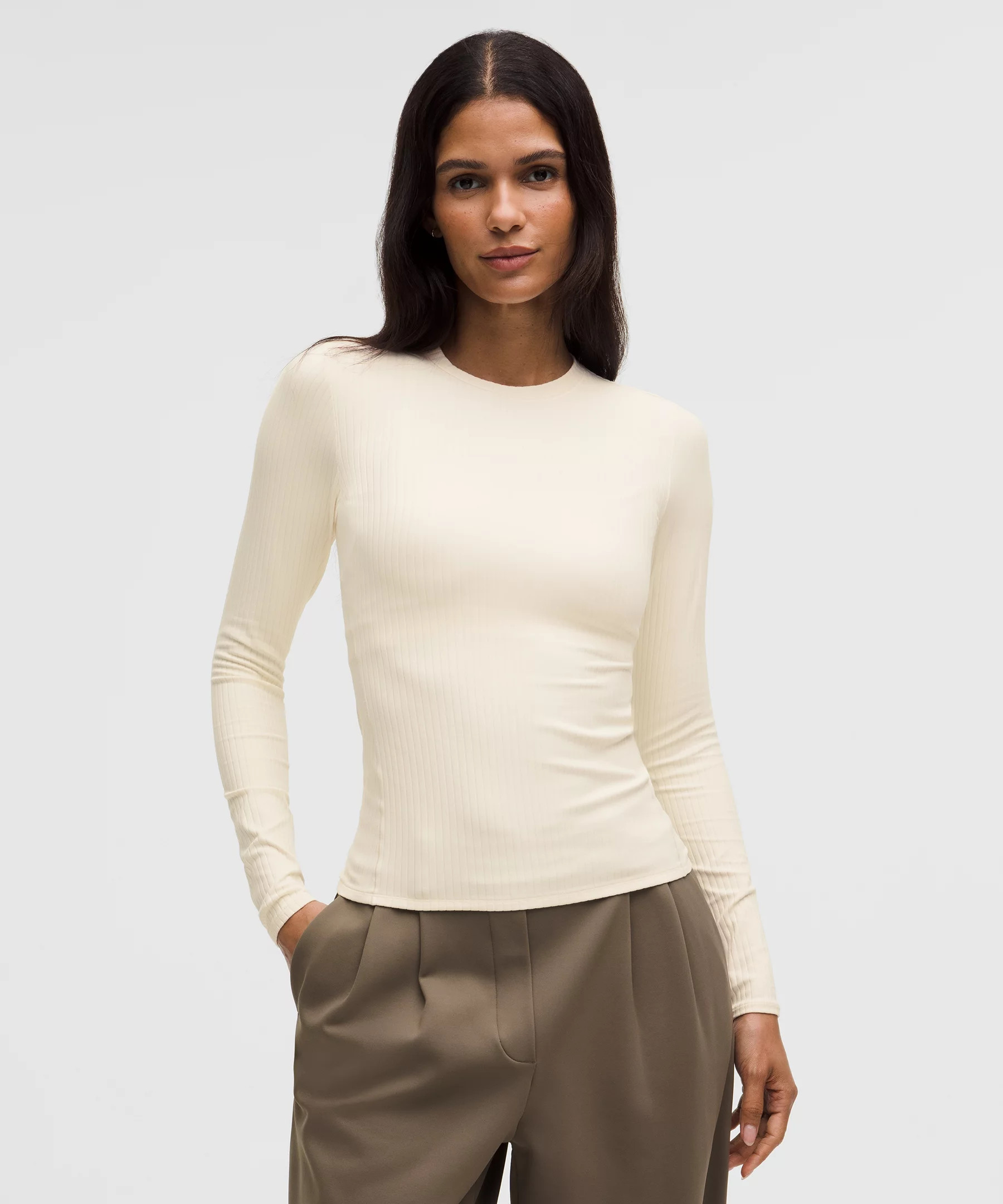 Wundermost Ultra-Soft Ribbed Nulu Crewneck Long-Sleeve Shirt | Lululemon (US)