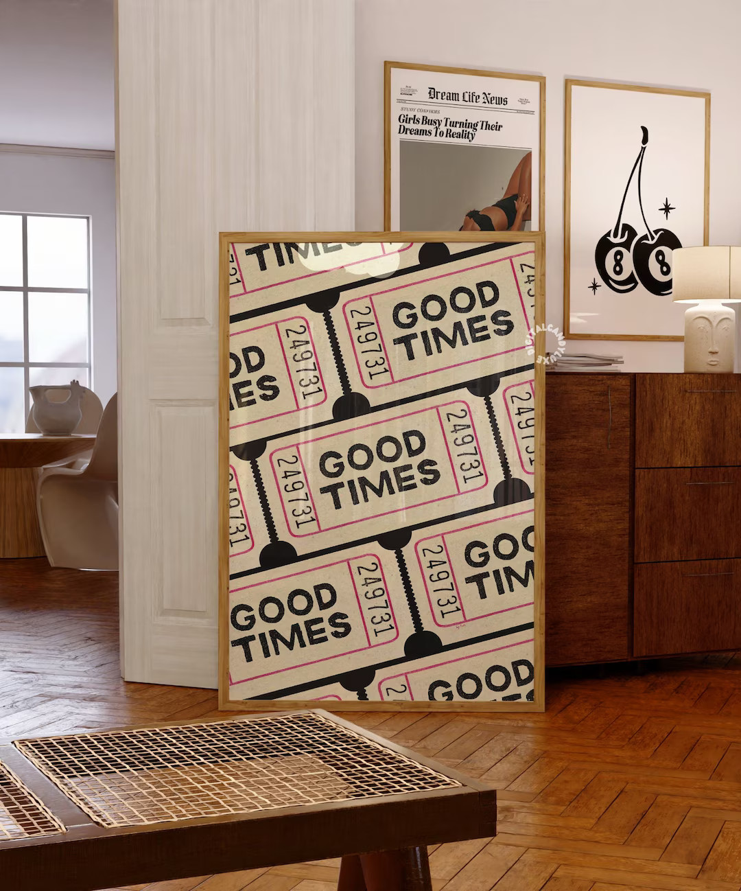 Retro Good Times Ticket Print Trendy Wall Art Prints and Posters Digital Print Black White Wall D... | Etsy (US)