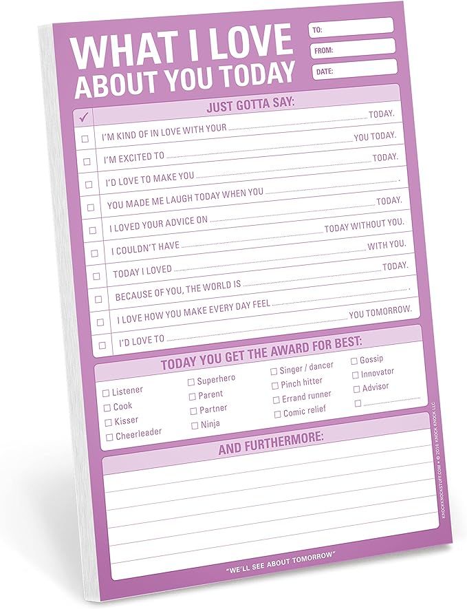 Knock Knock What I Love about You Today Pad, Checklist Love Notes Pad, 6 x 9-inches | Amazon (US)