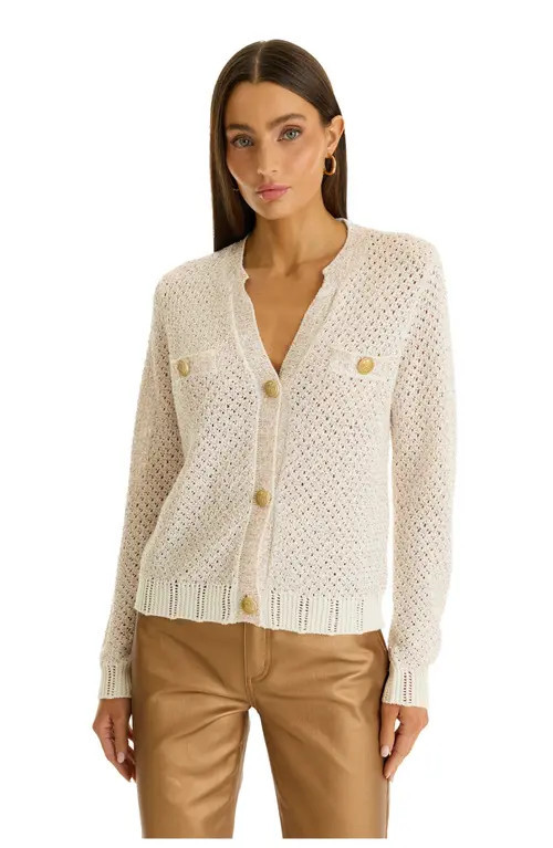 The Noli Shop Shannon Sequin Cardigan Top in Pearl at Nordstrom, Size Small | Nordstrom