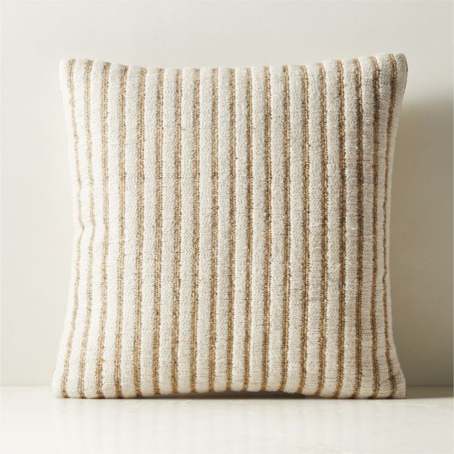 Sera Light Brown Cotton and Hemp Throw Pillow with Down-Alternative Insert 20""x20 | CB2