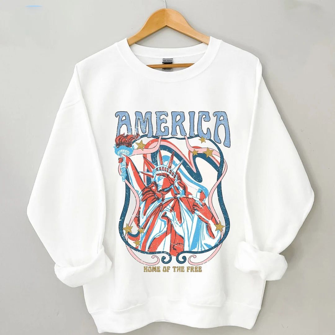 Retro America Sweatshirt, 4th of July shirt, Retro 4th of July shirt, 4th of July gift, America P... | Etsy (US)