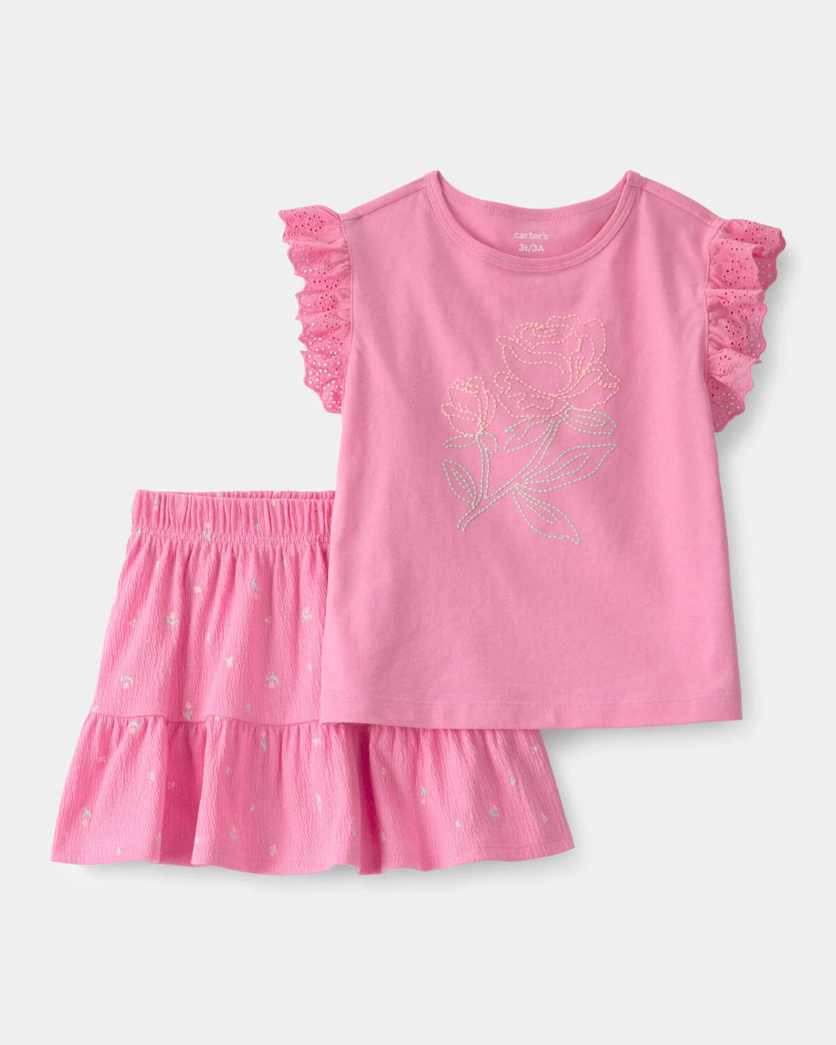 Toddler Girl 2-Piece Floral Top & Skort Set - Pink | Carter's Inc