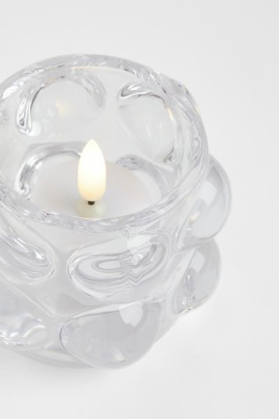 Bubbled Glass Tea Light Holder - Clear glass - Home All | H&M US | H&M (US + CA)