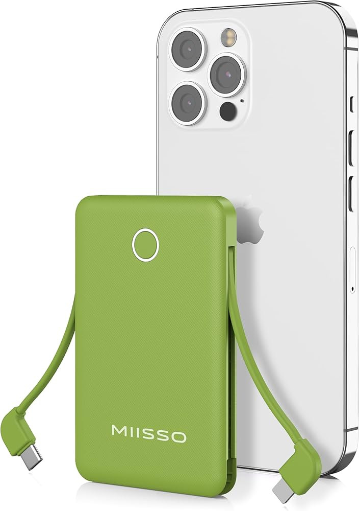 6000mah Ultra Slim Built in Cables Power Bank, Card Size Built in USB C Cords Battery Pack Portab... | Amazon (US)