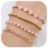 Sanfenly Gold Beaded Bracelets for Women, 14k Real Gold Plated Bead Stretch Stackable Stacked Sta... | Amazon (US)