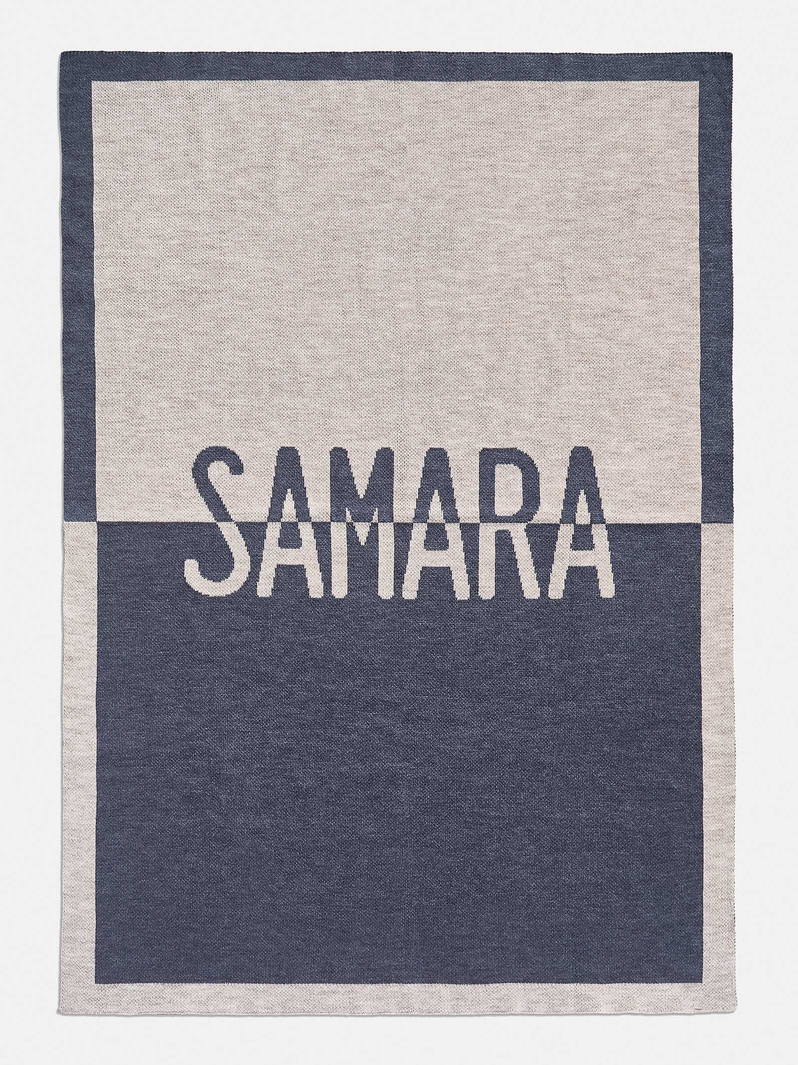Spell It Out Blanket - Denim Blue/Stone | BaubleBar (US)