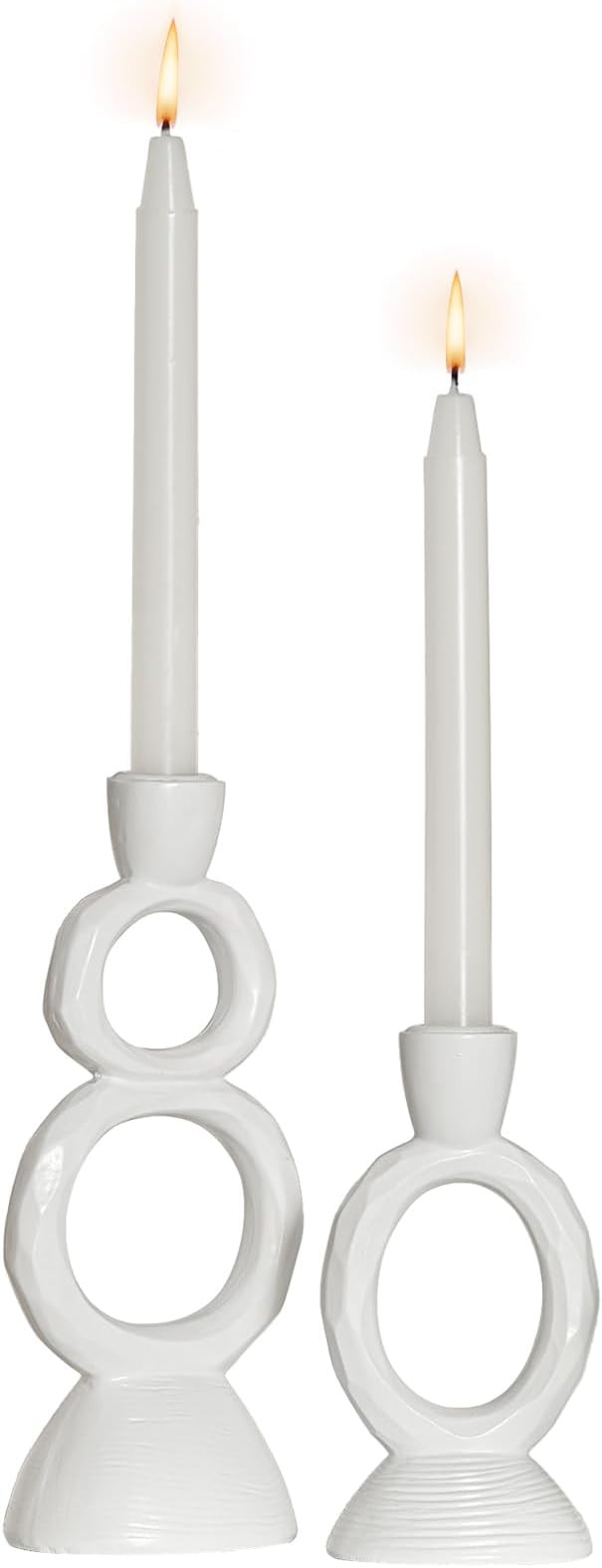 White Taper Candle Holders for Candlesticks, Unique Decorative Candle Holder Home Decor Set of 2,... | Amazon (US)