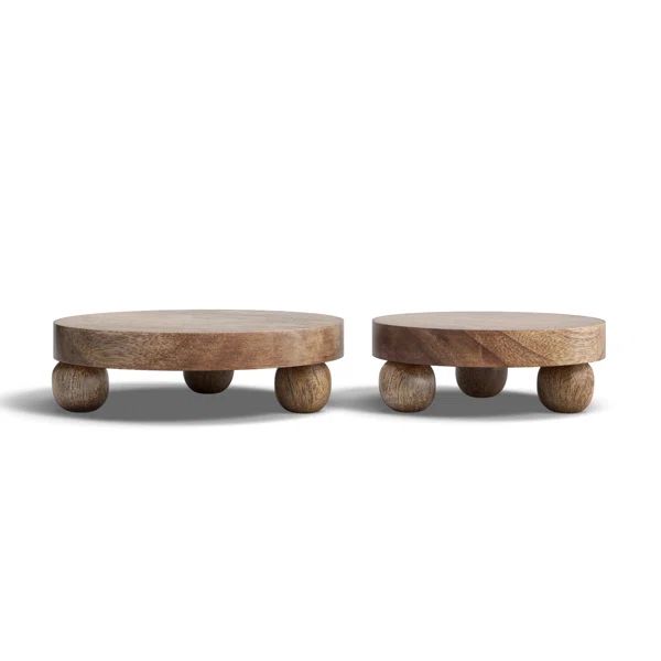 Sagebrook Home Natural Round Wood Set Of 2 Riser Trays | Wayfair North America