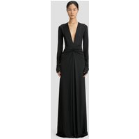 Victoria Beckham Long Sleeve Deep V-Neck Gown In Black - Size 10 UK | Victoria Beckham US