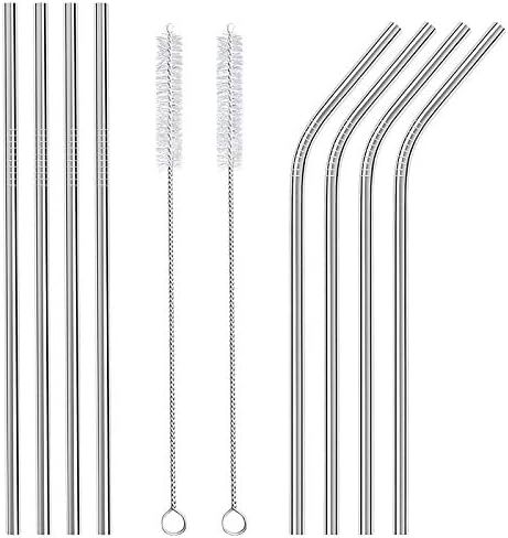 Ouway Stainless Steel Straws Reusable 8 Set, Metal Drinking Straws with 2 Cleaning Brush for Smoo... | Amazon (UK)