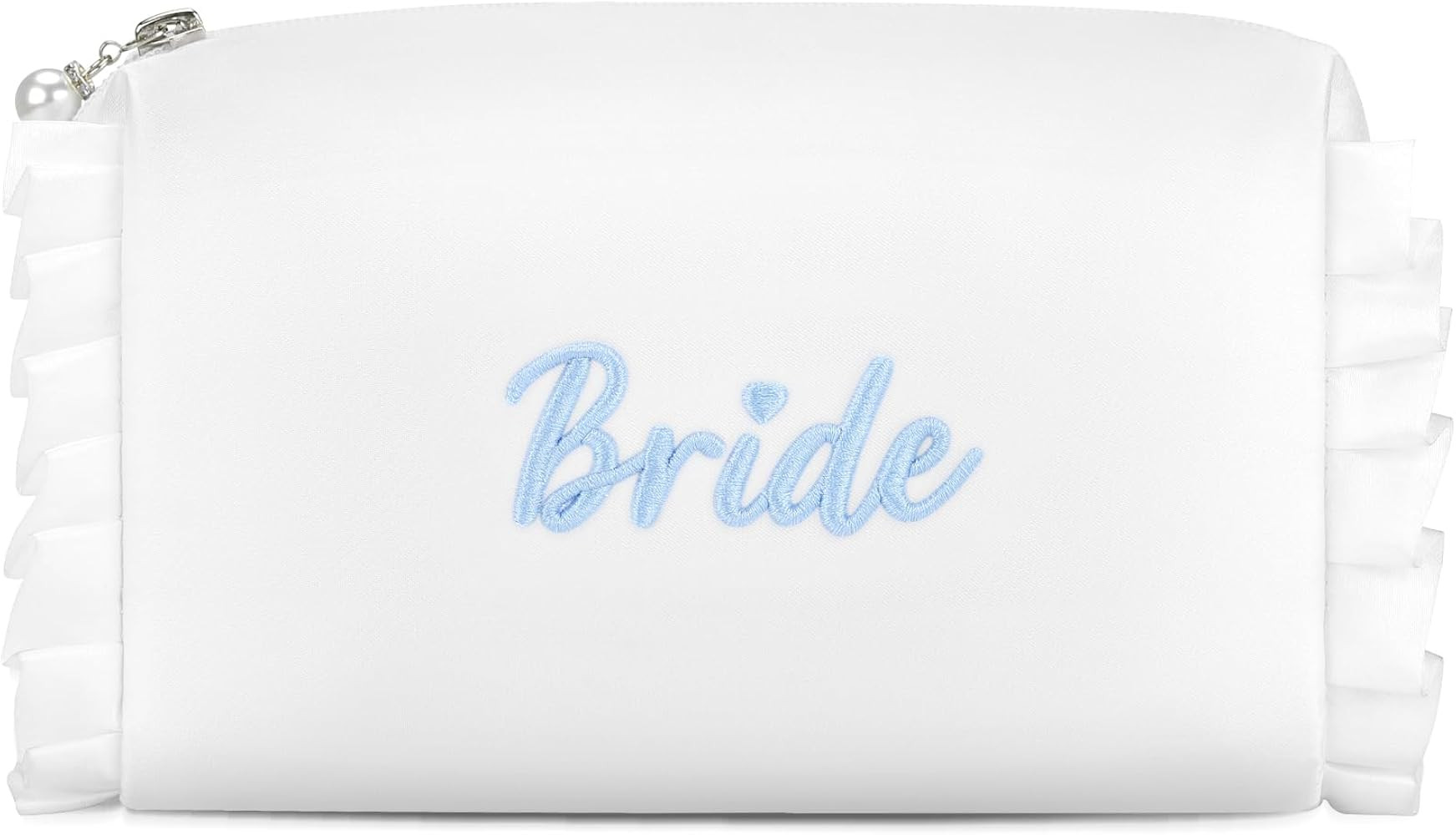 Etercycle Bride Cosmetic Bag, White Satin Bride To Be Makeup Bags Exquisite Embroidery Something ... | Amazon (US)
