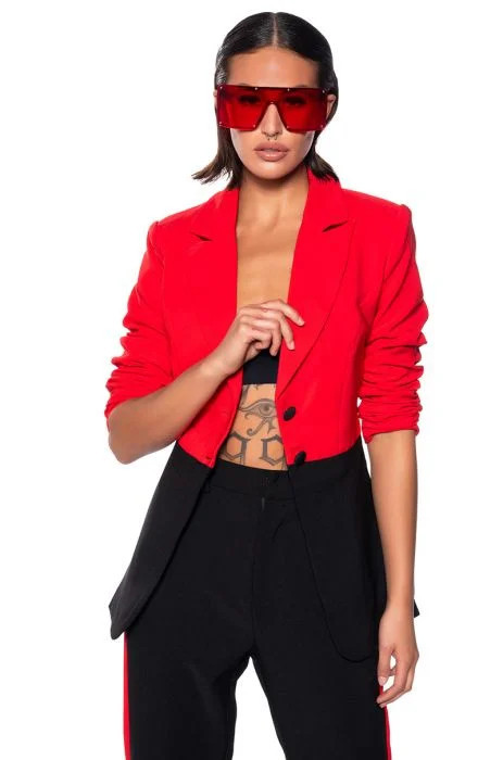 34TH STREET COLORBLOCK BLAZER in black red | AKIRA