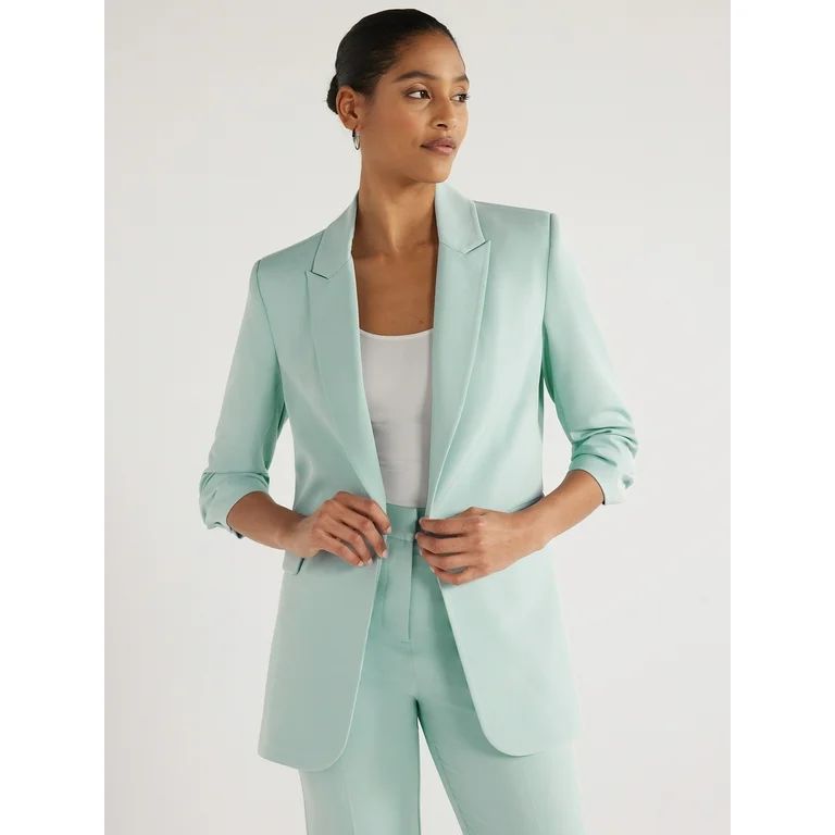 Scoop Women's Relaxed Fit Scrunch Sleeve Blazer, Sizes XS-XXL | Walmart (US)