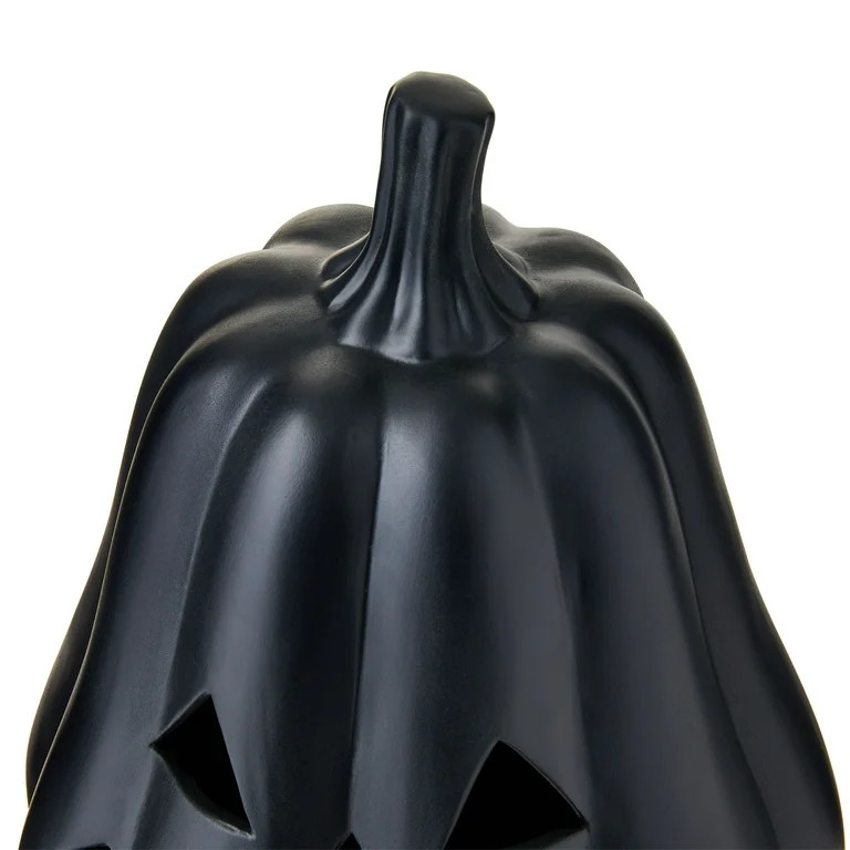 Clay Jack-o'-Lantern Tabletop Decor, Black, 13", Fall by Way To Celebrate | Walmart (US)