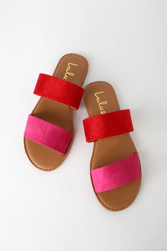 Time To Chill Red Fuchsia Slide Sandals | Lulus (US)