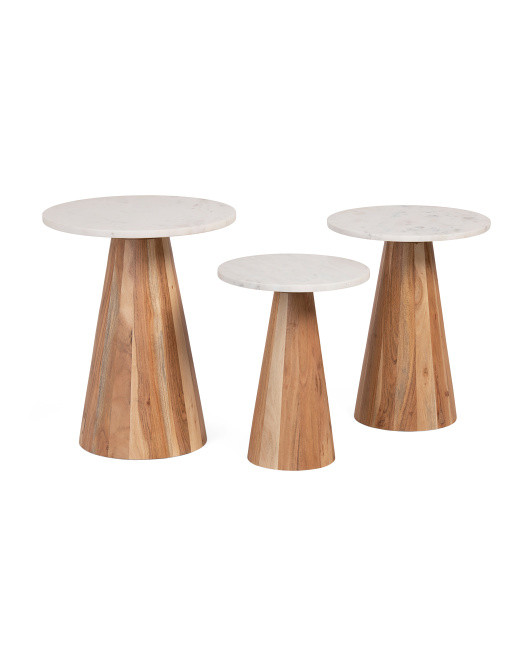 Set Of 3 Marble Top Accent Tables | TJ Maxx