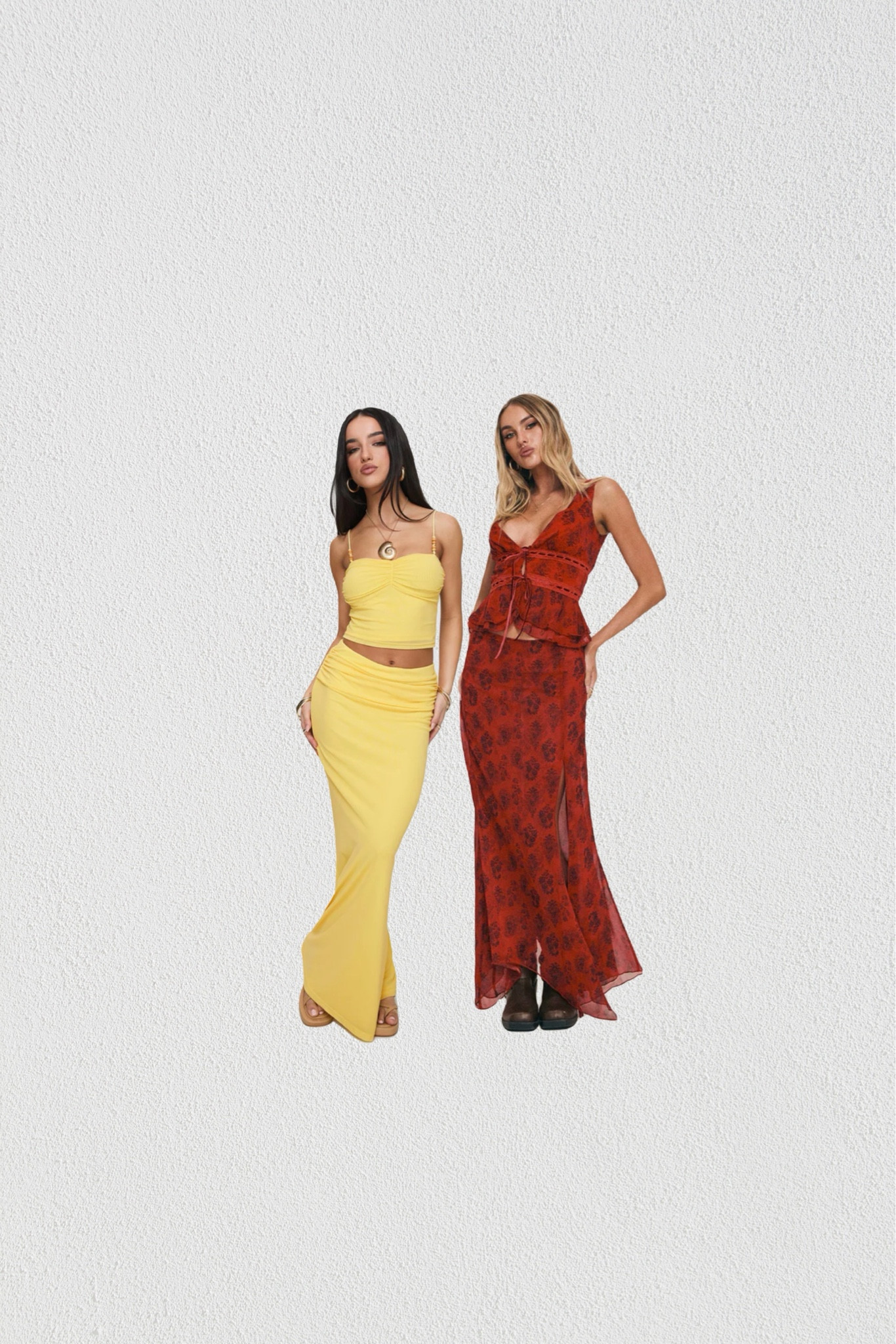 maxi skirt, set, two piece, crop top, elasticated shoulder straps, beaded detail, pinched bust, mid rise, thick waist and, folded detail, ruched sides, floral, deep v-neckline, cut out, lace, red, high slit

#LTKWedding