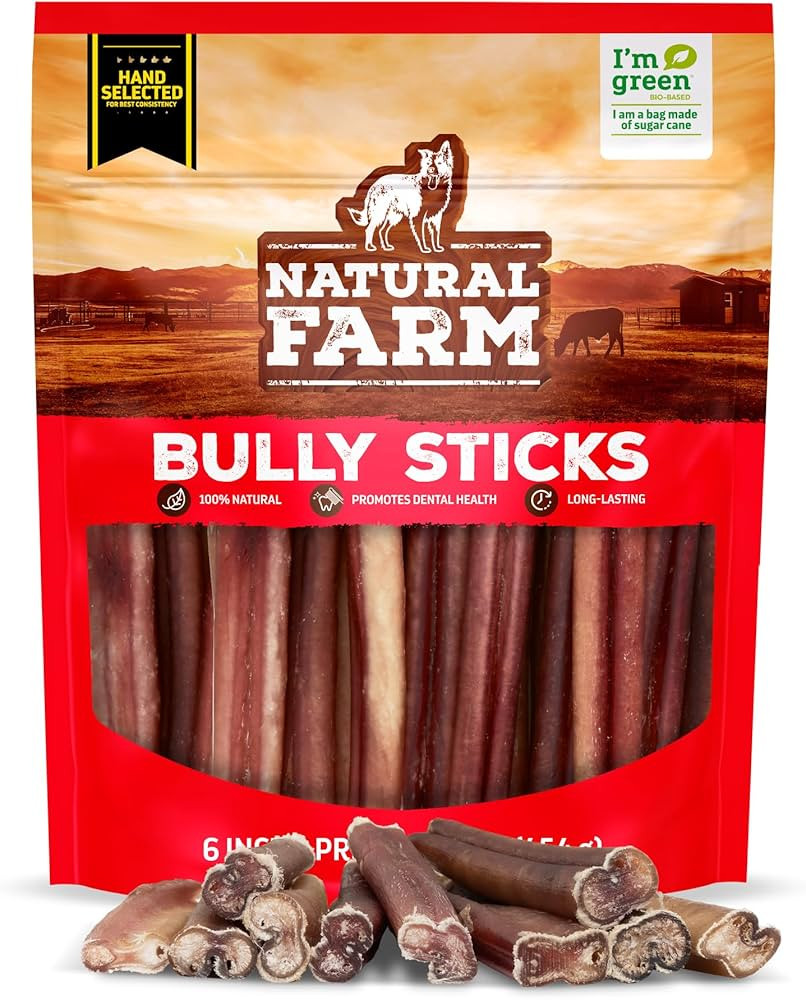 Natural Farm Odor-Free Select Bully Sticks, (6-Inch, 1-Pound), Hand Selected for Consistent Thick... | Amazon (US)