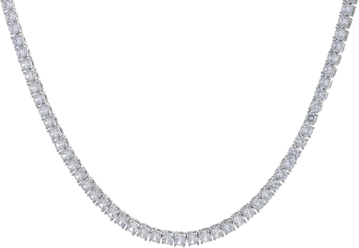 JTV 45.0 CTW White Cubic Zirconia Tennis Necklace for Women – Silver-Tone Brass – Brilliant-C... | Amazon (US)
