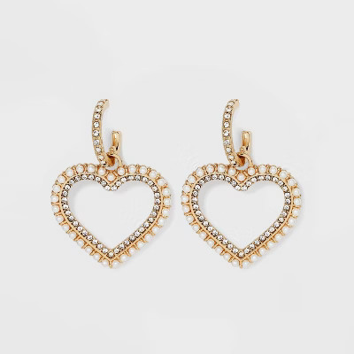 SUGARFIX by BaubleBar Pearl Heart Drop Earrings - Gold | Target