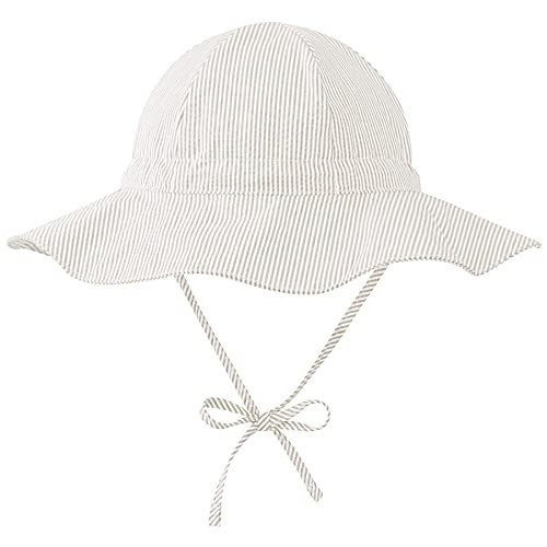 Zando Sun Hat Infant Wide Brim Beach Hat UPF 50+ Toddler Caps for Boys Girls Baby Bucket Hat Beige 0-6 Months | Amazon (US)