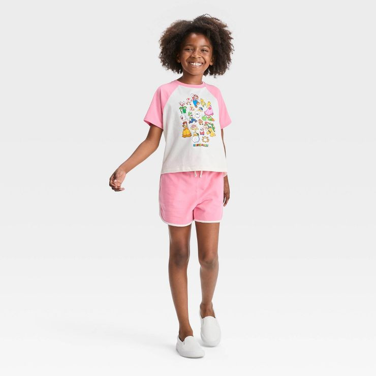 Girls' Super Mario 2pc Top & Bottom Set - Pink | Target
