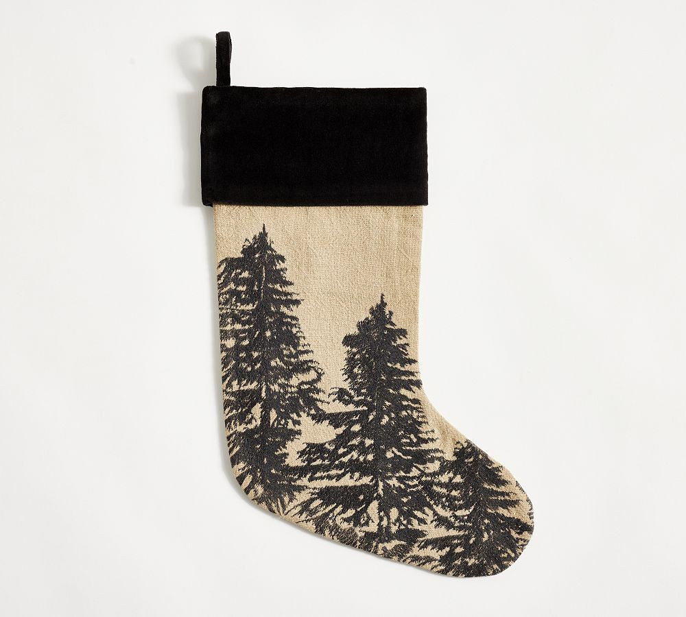 Conell Stocking, Medium, Flax/Black | Pottery Barn (US)