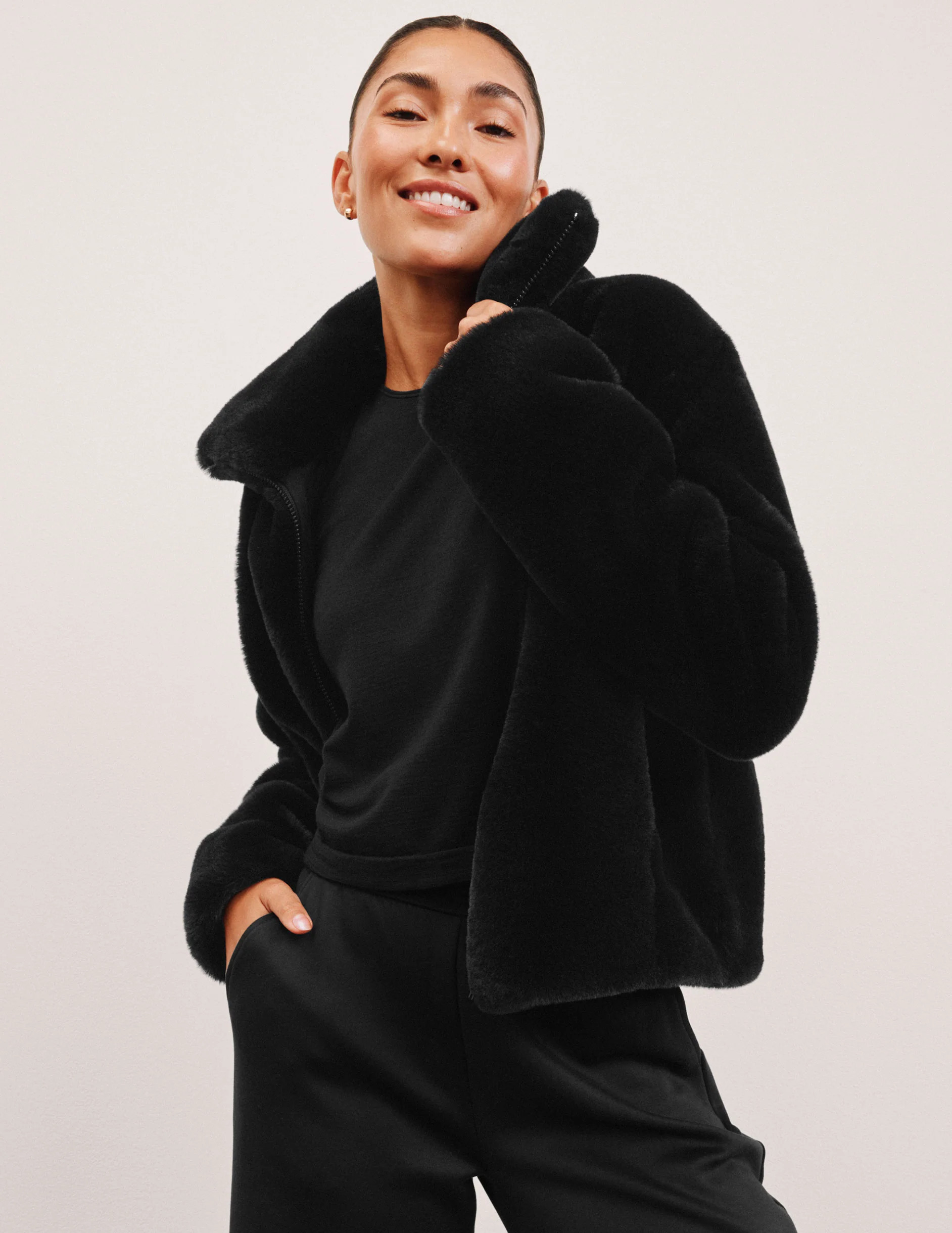 On The List Faux Fur Jacket | Beyond Yoga | Beyond Yoga