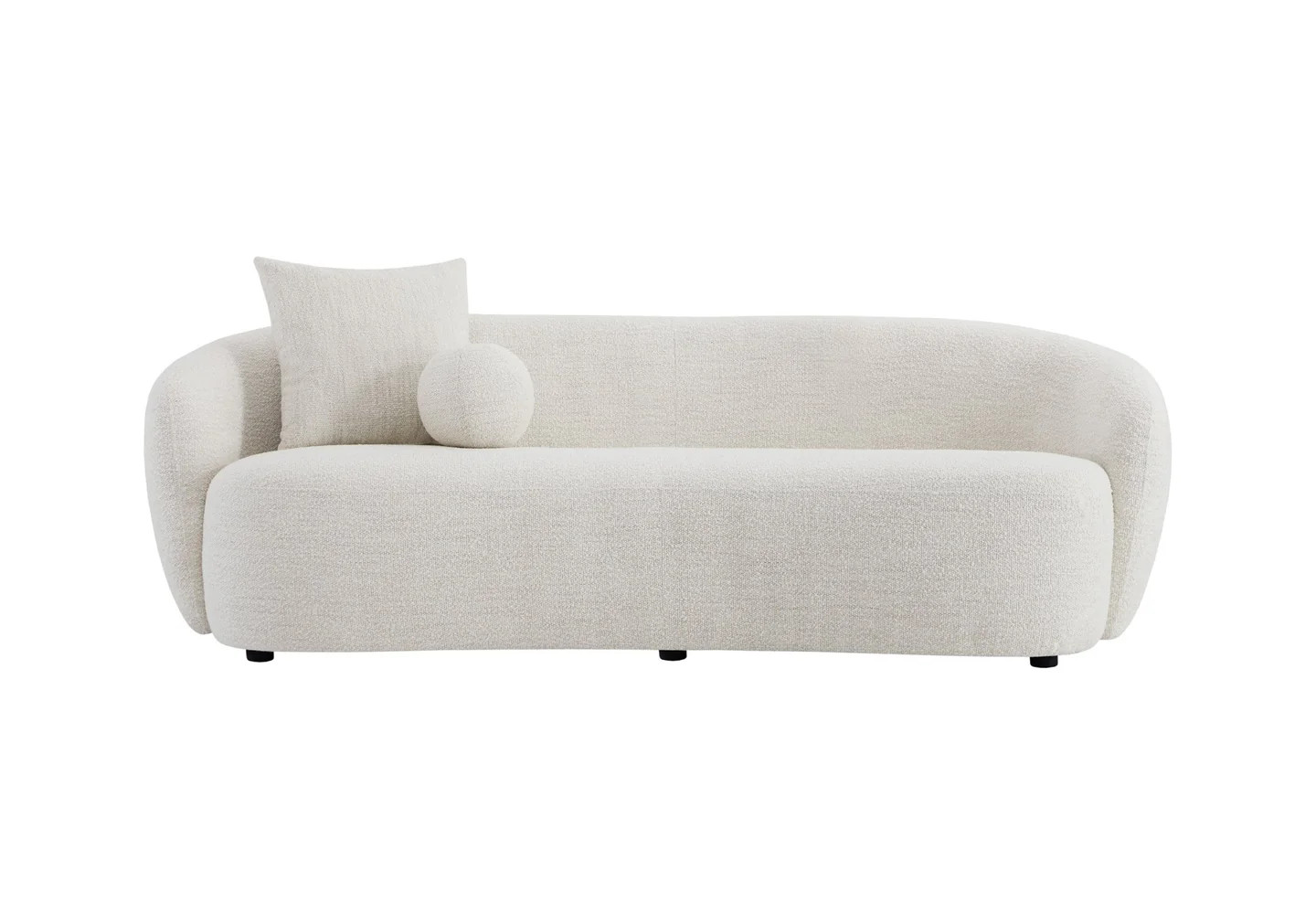 Audrey Boucle 3-Seater Curved Sofa with Pillows (89") | Cozy & Chic | Chita