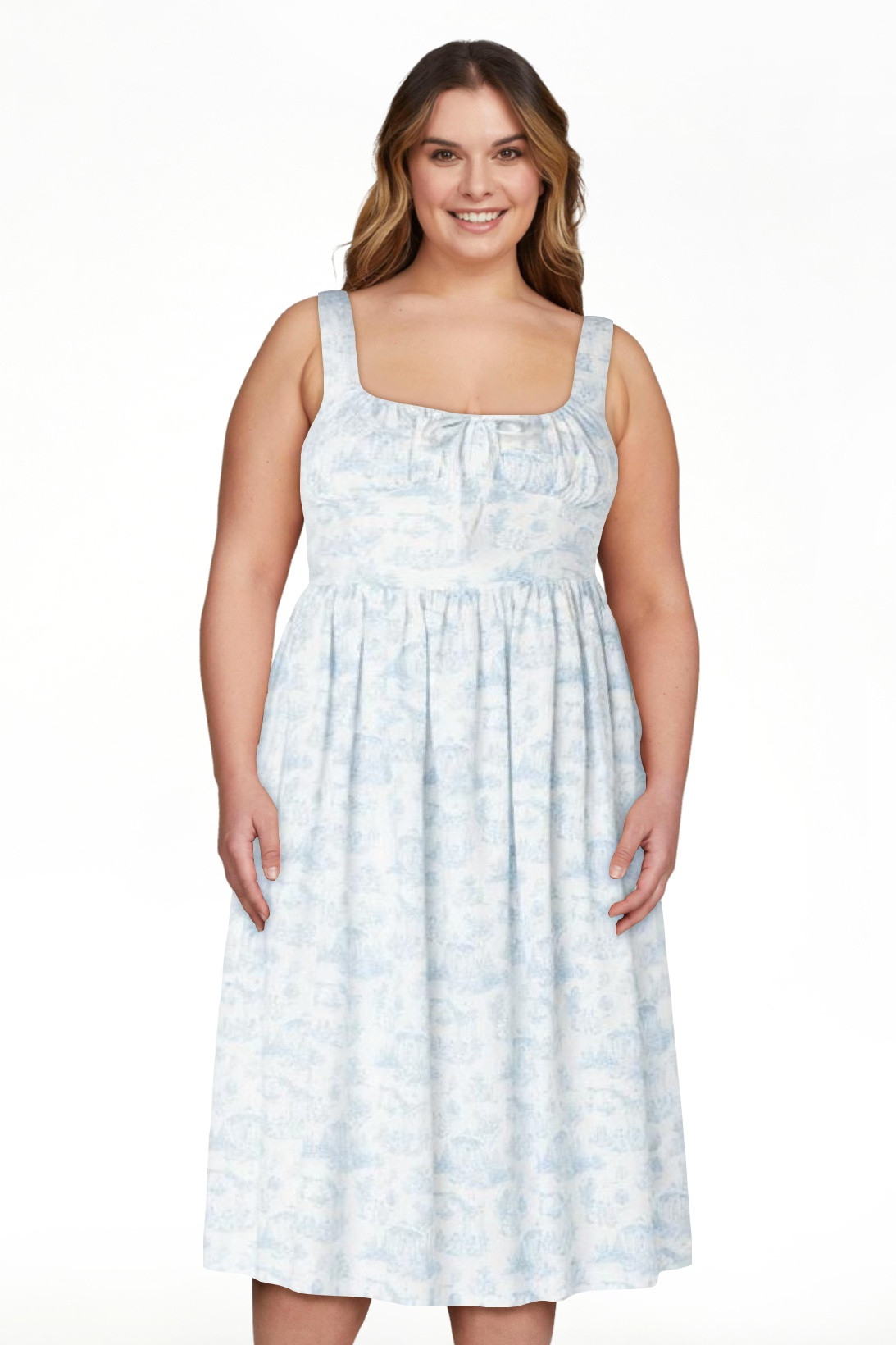 Bridgerton Celebrity Pink Women's and Women's Plus Basque Waist Midi Toile Dress, Sizes XS-4X | Walmart (US)