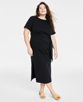 Trendy Plus Size Side-Tie Knit Midi Dress, Created for Macy's | Macy's