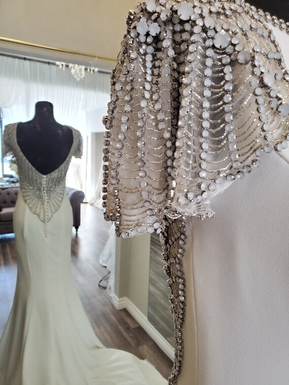 Great Gatsby Inspired Beaded Crepe Open Back Wedding Dress | Etsy (US)