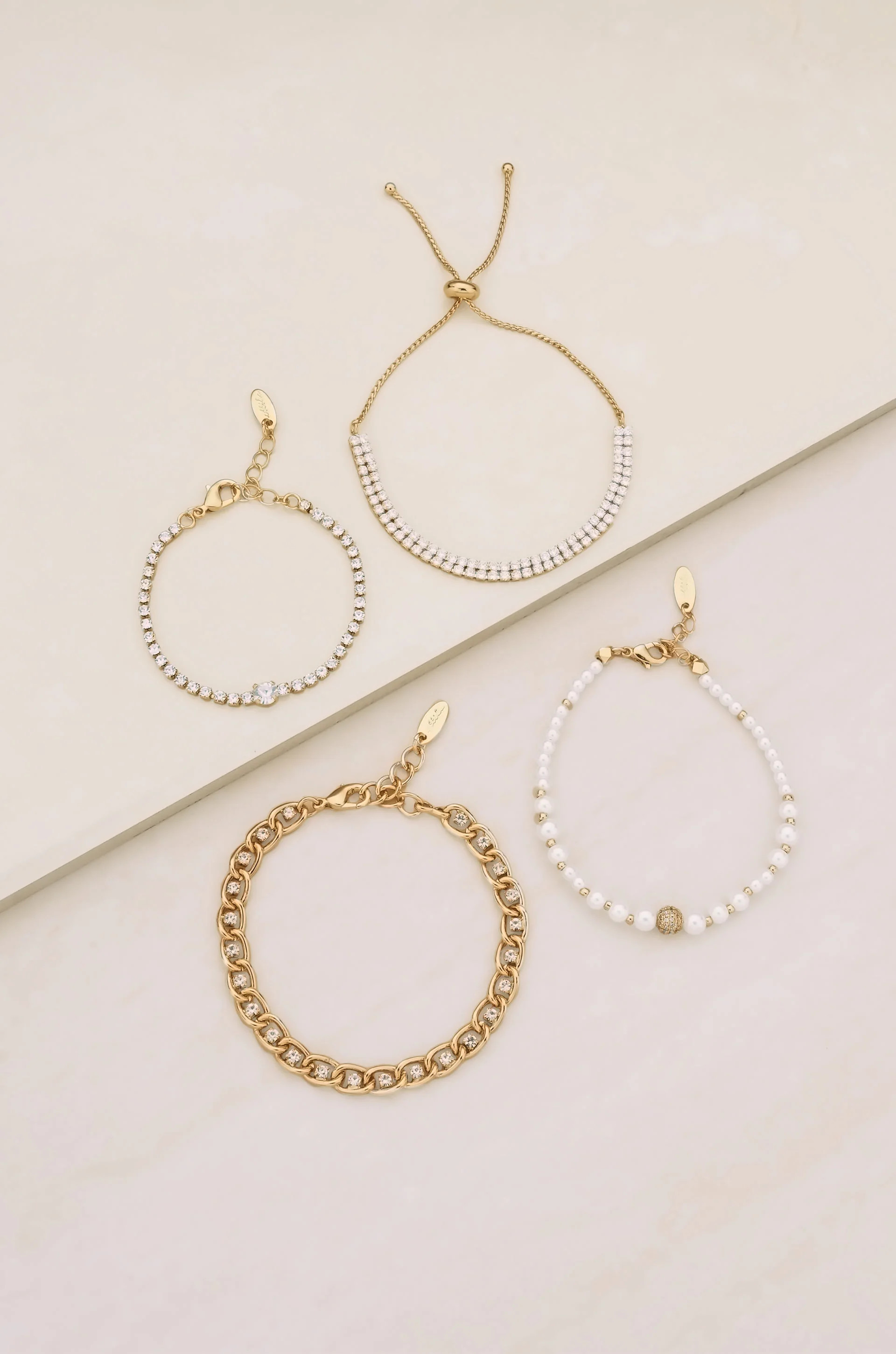 The Ultimate Pearl and Crystal Mixed 18k Gold Plated Bracelet Stack | Ettika