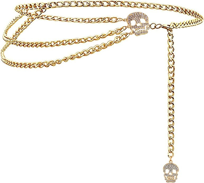 Glamorstar Multilayer Metal Waist Chain Dress Belts Metal Belt for Women | Amazon (US)