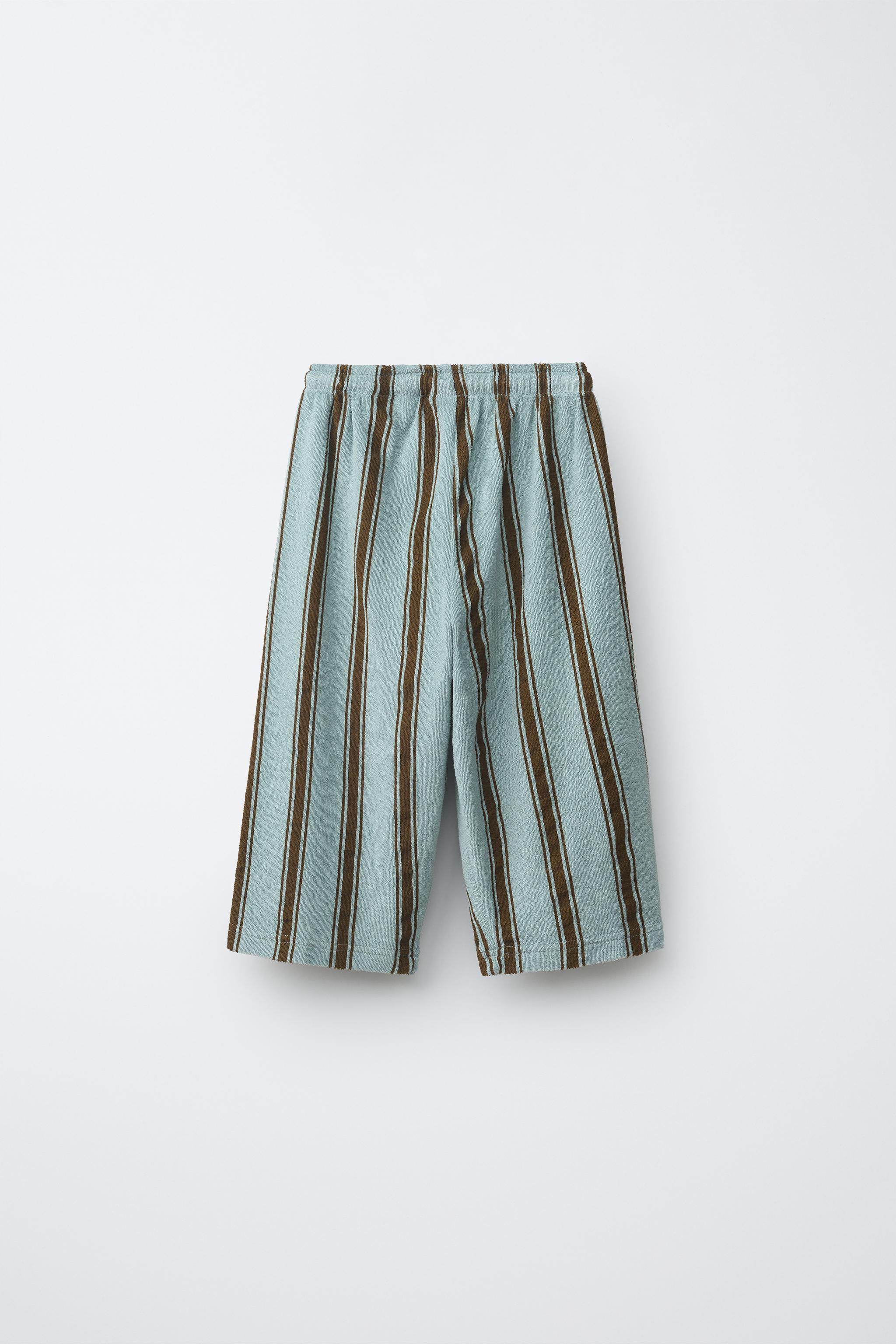 RELAXED TOWEL EFFECT STRIPED PANTS | Zara US