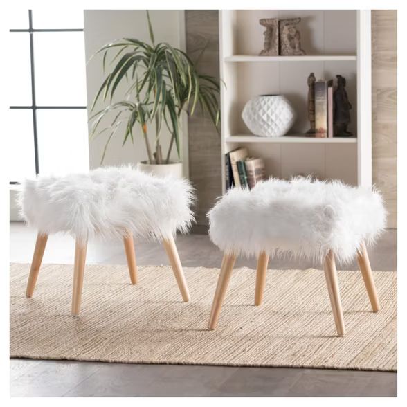 Set of 2 Huxley Faux Fur Ottoman - Christopher Knight Home | Target