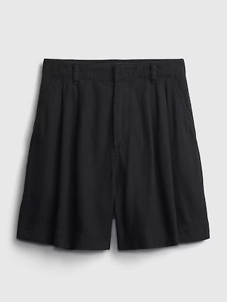 High Rise Linen Blend Pleated Shorts | Gap (US)