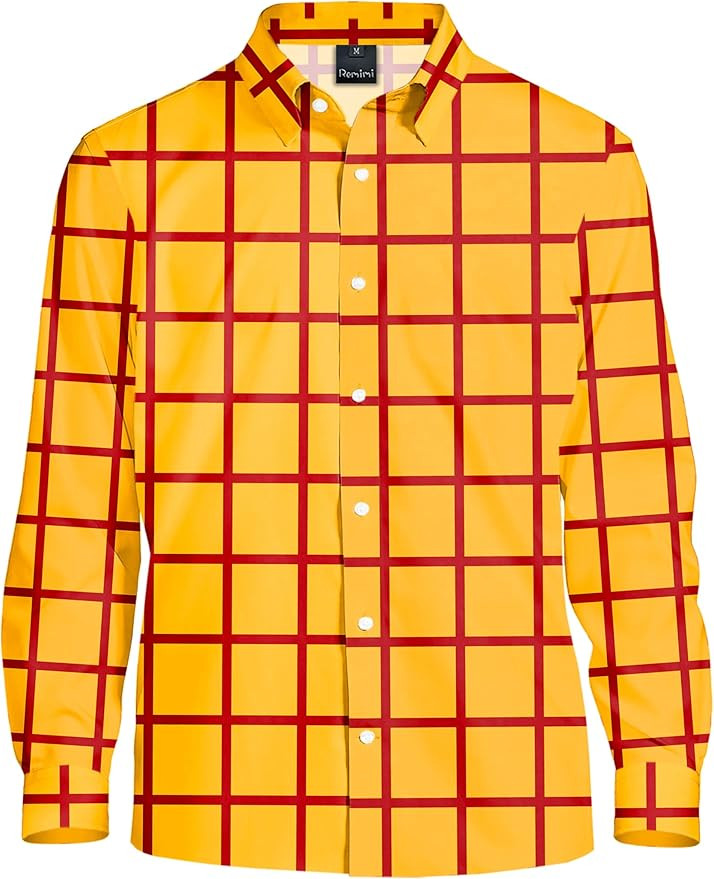Remimi Adult Kids Halloween Yellow Plaid Top Family Cartoon Button Shirts | Amazon (US)