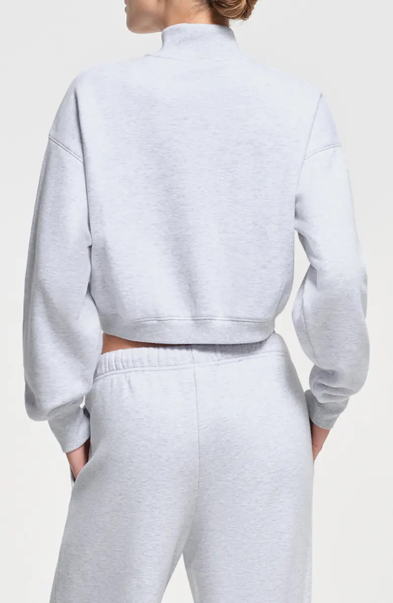 SKIMS Half Zip Crop Cotton Blend Fleece Sweatshirt | Nordstrom | Nordstrom