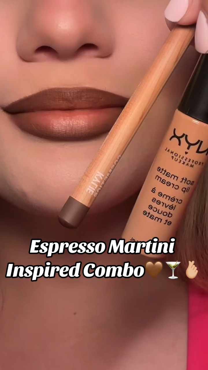 Espresso martini inspired lip combo! Using the Kylie Cosmetics lip liner in shade Cocoa and the Nyx lip cream in Praline!🤎✨ 

#LTKVideo #LTKGiftGuide #LTKBeauty