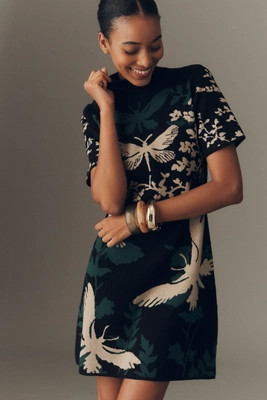 The Nina Short-Sleeve Mock-Neck Mod Sweater Mini Dress | Anthropologie (US)