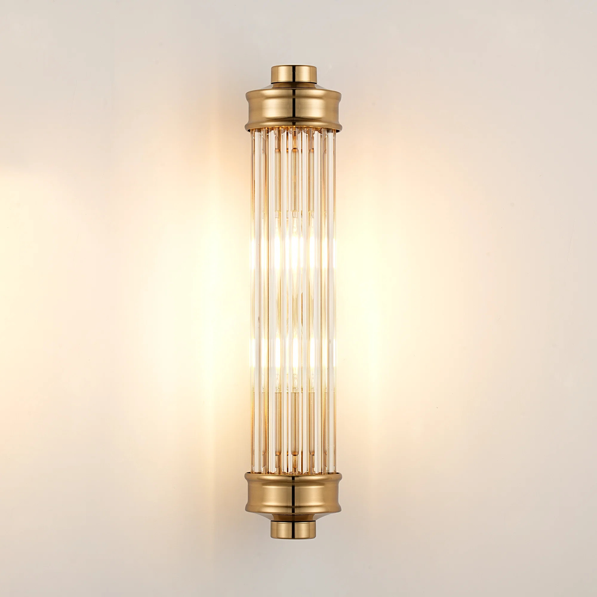 Sharima Ribbed Glass Rod Cylindrical Wall Light, 2 Heads Wall Lamp Wall Sconce | Wayfair North America