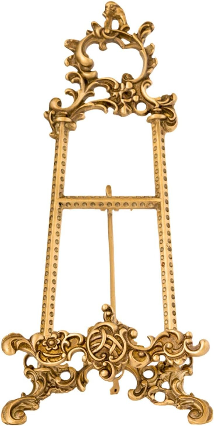 BooGaeio Vintage Plaque Holder for Display, Brass Picture Frame Holder Easel Metal | Amazon (US)