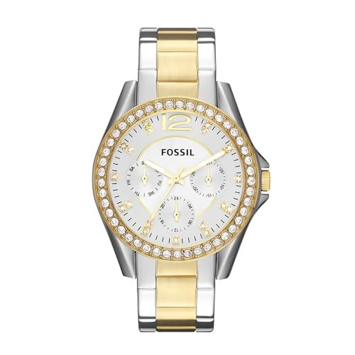 Fossil Watches Women's Watch, Riley Quartz Stainless Steel Multifunction Watch for Women, Color: Gold/Silver | Amazon (US)