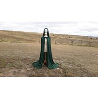 Green Velvet Cloak Hooded Fairytale Woodland Renaissance Clothing Medieval Druid Wedding Bridal Cape | Etsy (US)