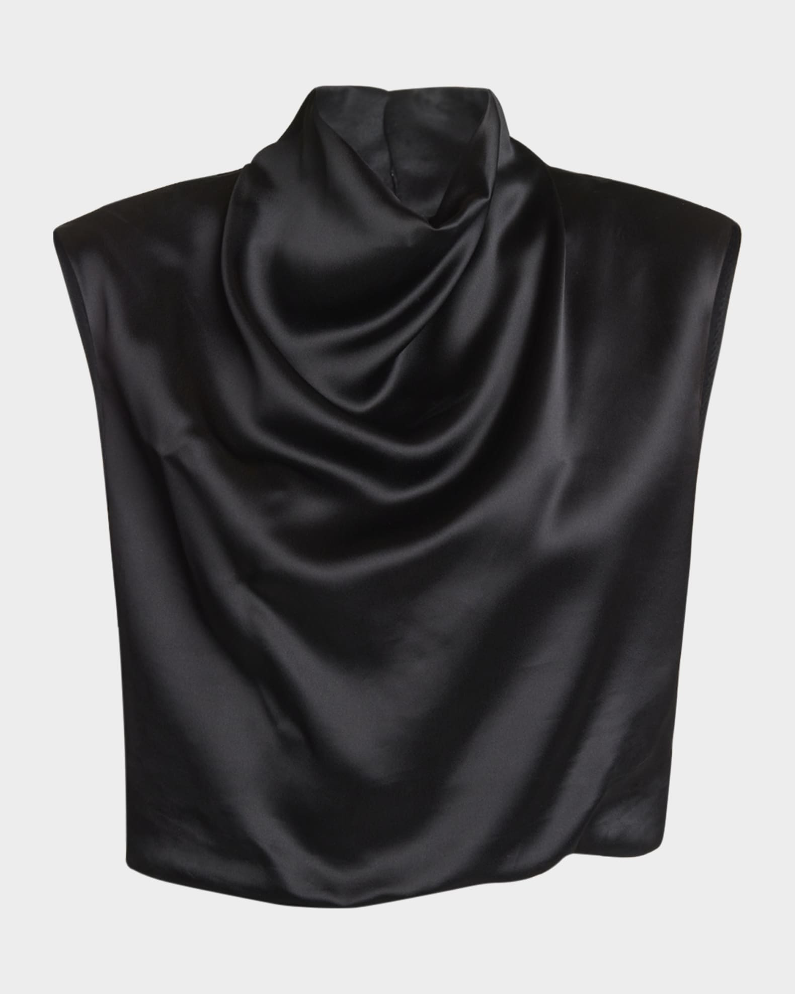 Saint Laurent Cowl-Neck Sleeveless Satin Crop Top | Neiman Marcus